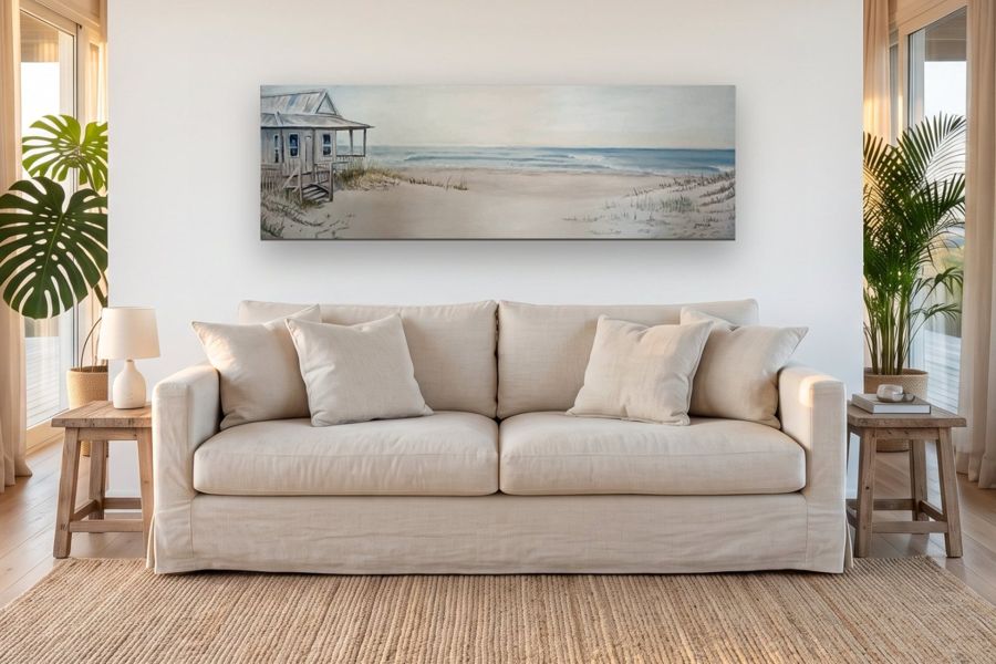 Casita en las dunas en un ambiente, a escala