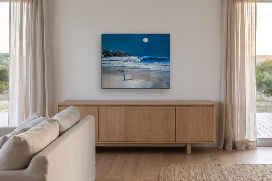 Luna llena en un ambiente, a escala