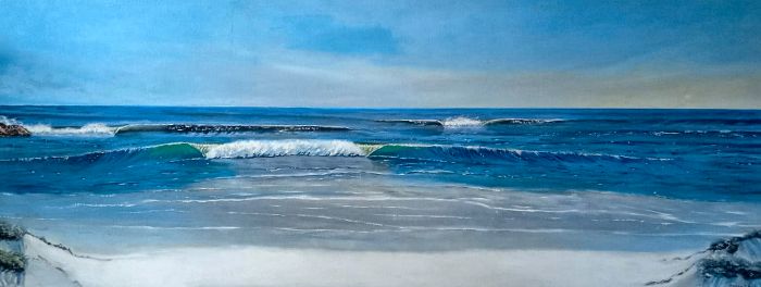 Ola azul — Gonzalo Molla, 180 × 70 cm