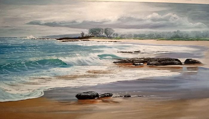 Costa con rocas — Gonzalo Molla, 160 × 90 cm