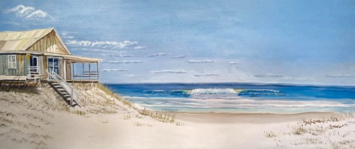 Casa de madera en la duna — Gonzalo Molla, 120 × 50 cm