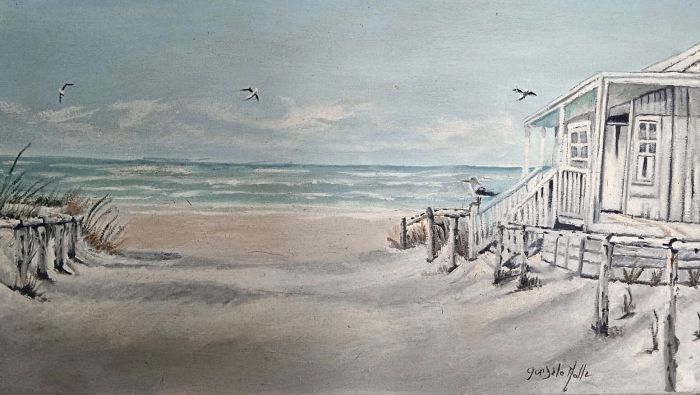 Escalera a la playa — Gonzalo Molla, 57 × 32 cm