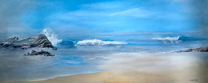 Roca y espuma — Gonzalo Molla, 150 × 62 cm