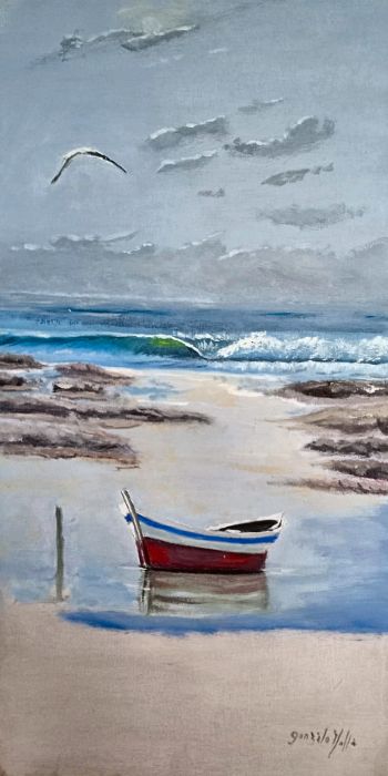 Bote rojo — Gonzalo Molla, 30 × 60 cm