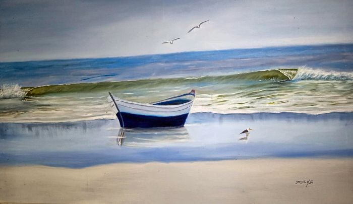 Bote en la rompiente — Gonzalo Molla, 120 × 80 cm